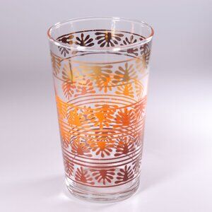 Federal Glass Juice Glasses 4 Bands of Acorn Leaves Autumn Colours MCM Set of 4